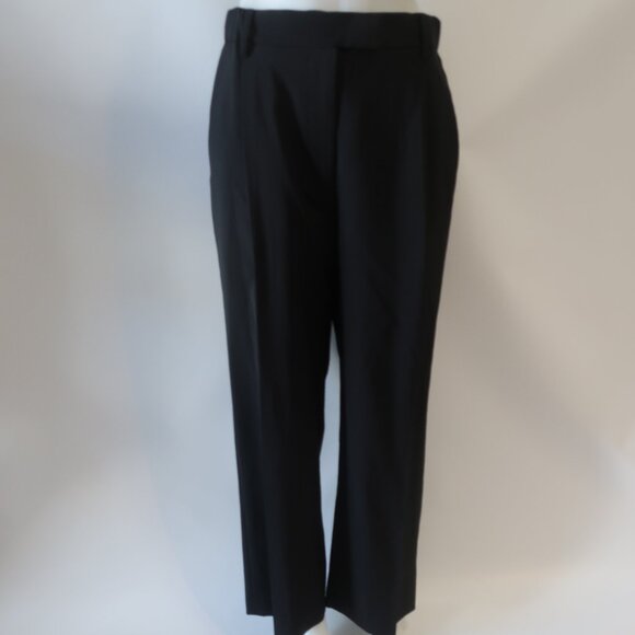 NWT Womens WE-AR4 Boyfriend 100% Wool Jet Black Wide Leg Pants M - Picture 2 of 10